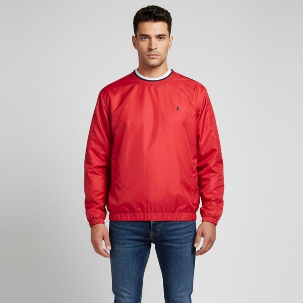 Polo Golf Jacket Men XL Red Lightweight Long Sleeve Crew Neck 100 Polyester